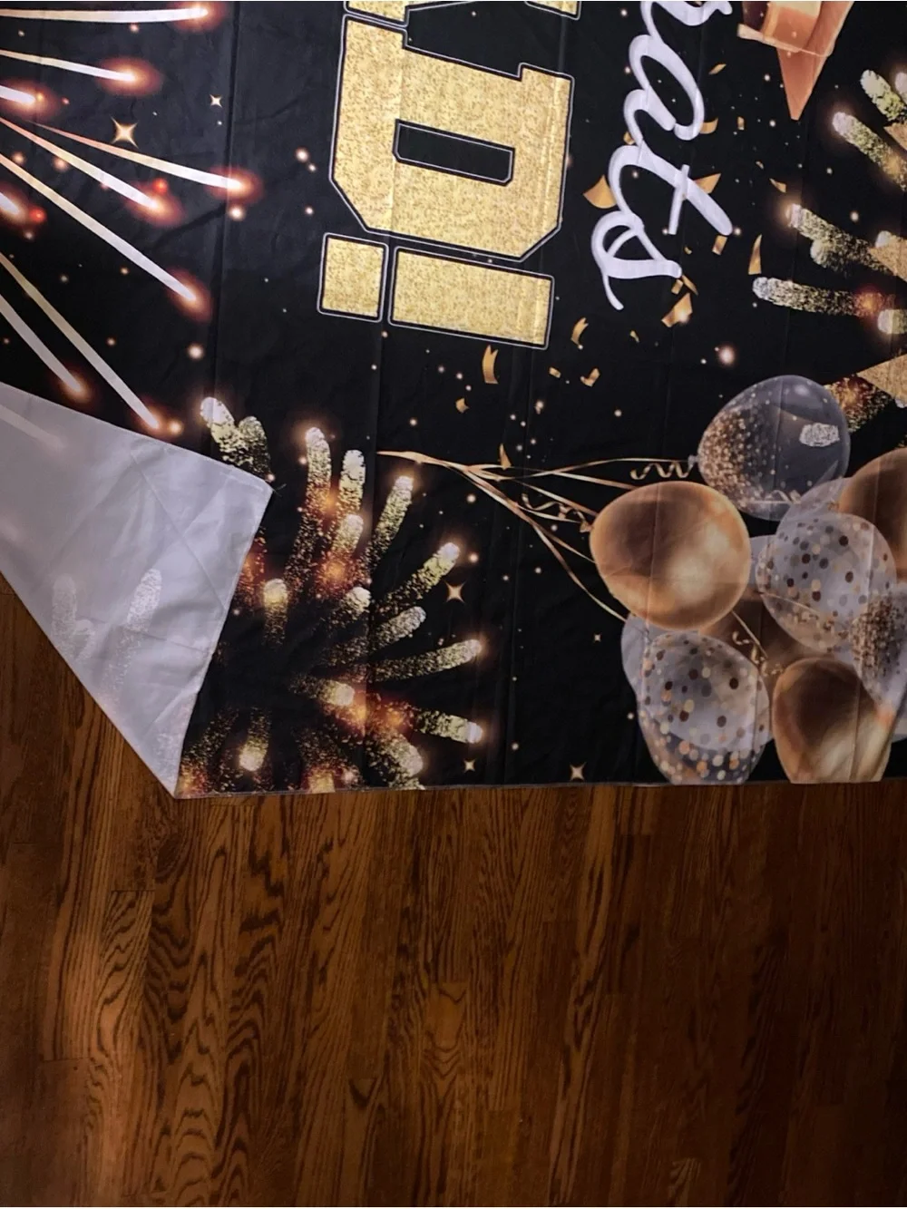 Congrats Grad! Black and Gold Graduation Party Backdrop Banner 243x180